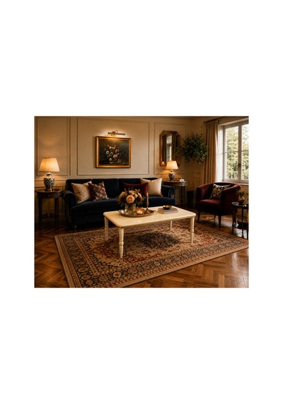 Berlin Gold Detaylı Krem Orta Sehpa Ahşap Ayaklı Modern Salon Sehpası