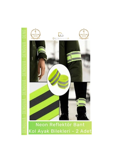 Reflektörbant Neon Sarı Ultra Parlak Gece Güvenliği Esnek Cırtlı Reflektör Bant Kol Ayak Bilek - 2 Çok Renkli