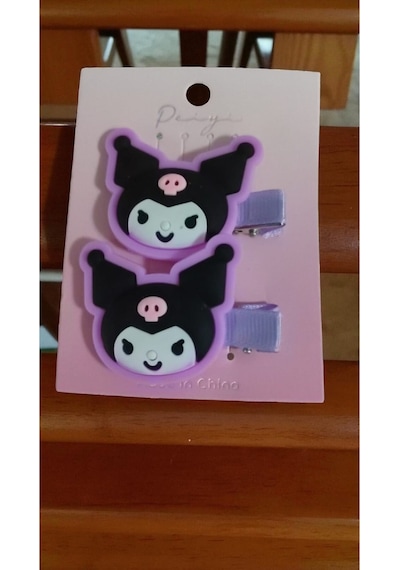 Üzeri Silikon Kuromi Fiğürlü Çocuk Pens Toka Bir Çift Çok Renkli