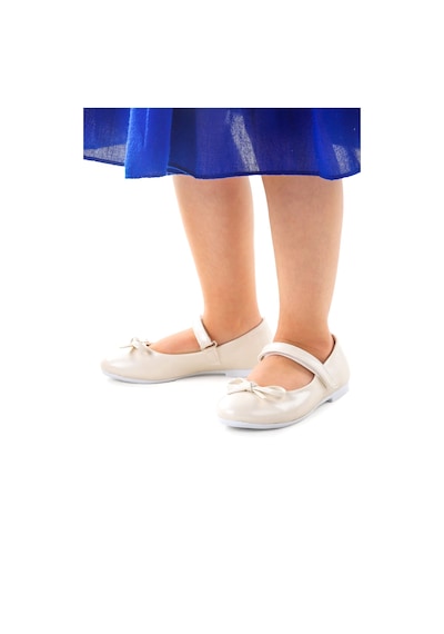 Kiko Kids Barbe Fiyonklu Cırtlı Kız Çocuk Babet Ayakkabı Sedef Sedef