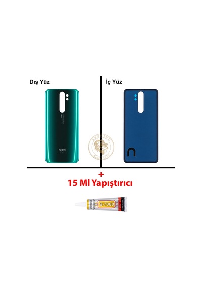 Xiaomi Redmi Note 8 Pro Orman Yeşili Uyumlu Arka Kapak + Yapıştırıcı Yeşil