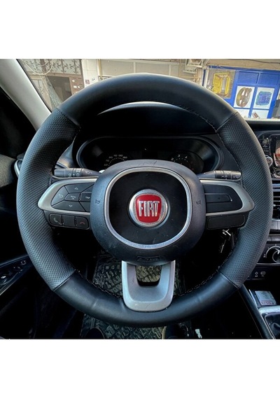 Dikişli Direksiyon Kılıfı Noktalı Deri Soft Düz Yüzeyli Deri Siyah Dikişli Egea İçin Renkli