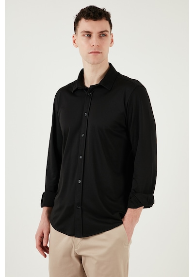 Buratti Pamuklu Regular Fit Düz Yaka Erkek Gömlek Cf25S119628 Siyah