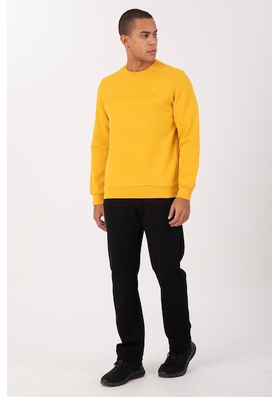 Maraton Sportswear Comfort Erkek Bisiklet Yaka Takma Kol Basic Sarı Sweatshirt 21836-sarı