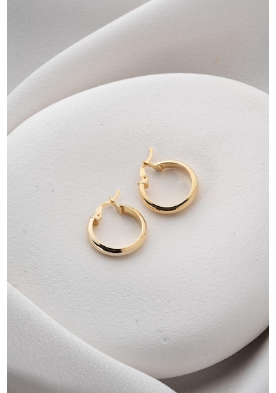 925 Ayar Gümüş 20 Mm Gold Kaplama Sade Halka Model Şarnel Küpe Gold