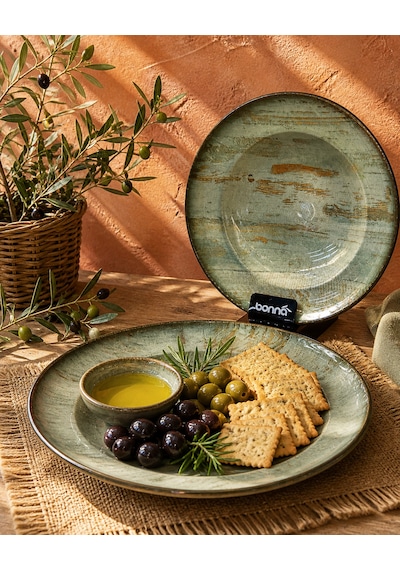 Büyük Çukur Tabak / Çorba / Makarna / Sulu Yemek Tabağı 24 Cm 400 Cc Bonna Madera Mint Gourmet Soup