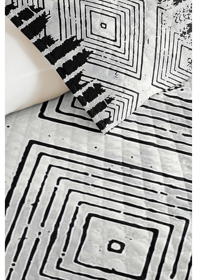Siyah Geometrik Modern Genç Odası Tek Kişilik Pike Takımı-gri Etnik 160x220 Cm Kapitone Yatak Örtüsü Kırsal Halı Dengesi