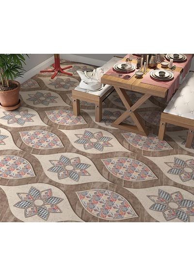 Yer Kaplama Zemin Kaplama Folyosu 65x130 Cm Tile Flowers
