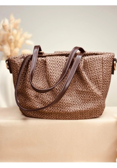 Elora Atelier Hobo Hasır Kahve Charmlı Çanta Çok Renkli
