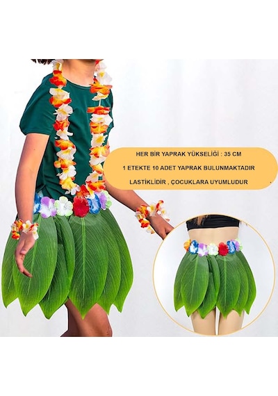 Go İthalat Tropikal Esintili Hawaii Yapraklı Parti Eteği Çocuk Boy
