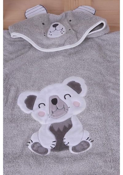 Baveno %100 Pamuk Yuvarlak Koala Çocuk Banyo&amp Plaj Panço Havlu Gri Tek Ebat Genel