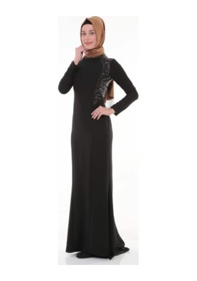 Nidya Moda Büyük Beden Elbise-4048Ps Siyah