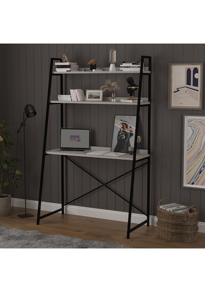 Asra Trend Metal Kitaplıklı Çalışma Masası METALKÇM01 %100 MDF Raf Üniteli Kül Gri Asra Trend Metal Kitaplıklı Çalışma Masası METALKÇM01 %100 MDF Raf Üniteli Kül Gri