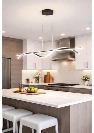 Eclipse Gri Renk Modern Tasarım Beyaz Ledli Cafe - Mutfak - Salon 2 Li Led Avize