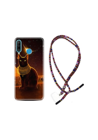 Huawei P30 Lite Kılıf Rasta Boyun Askılı Kraliçe Kedi 1873