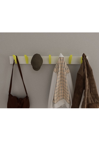 Hepsi3boyutlu Modern Duvar & Kapı Kanca Askılık - 7 Adet Sarı Kanca Askılık - Model No : 5 Sarı