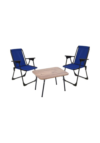 Exent 45x60 Katlanır Masa + 2 Adet Kamp Sandalyesi, Çift Dikişli 120 Kg Kapasiteli-2lac-atl Çok Renkli