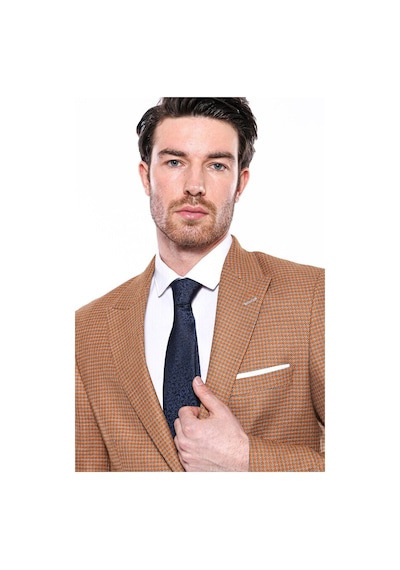 Kendinden Desenli Turuncu Slim Fit Ceket Wessi 001