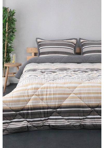 Merinos Comforter Çift Kişilik Yorgan Seti - Gri