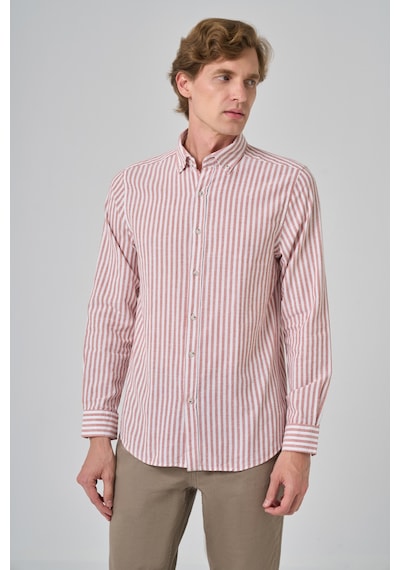 Morven Erkek Turuncu Slim Fit Düğmeli Yaka Gömlek 25ms004012451 Turuncu Turuncu
