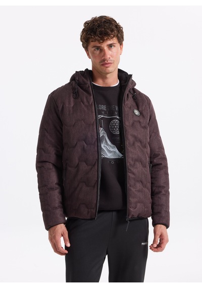 Discovery Expedition Koyu Mürdüm Erkek Kapüşon Relaxed Baskılı Mont D4wm-mnt3316