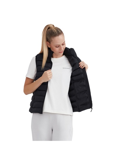 Skechers Kadın Siyah Yelek W Outerwear Padded Vest S231239-001 Siyah