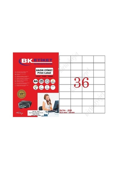 Tw-2035 Ebat 52.5 X 33 MM Lazer Etiket A4 Sayfada 36 Etiket