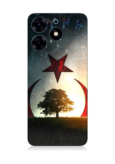 Tecno Spark 10 Pro Uyumlu Silikon Kılıf Göktürkçe Türk Ve Ağaç Bayrak