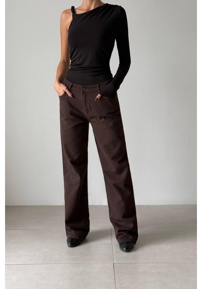 Lacarino 7612 Relax Fıt Kadın Jean Pantolon Kahve Lacarino 7612 Relax Fıt Kadın Jean Pantolon Kahve