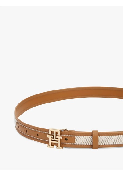 Tommy Hilfiger Th Logo 2.5 Canvas, Gb8 Kahverengi Kadın Kemer