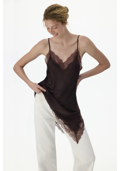 Penti Kahverengi Baskılı Saten Dantelli Leopar Desenli Babydoll Bn83