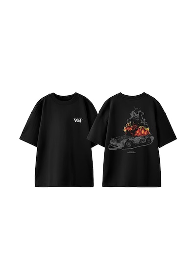 Thewert Car Created By Deathorgloryco Tasarım Sırt Baskılı Pamuk Siyah Oversize T-shirt