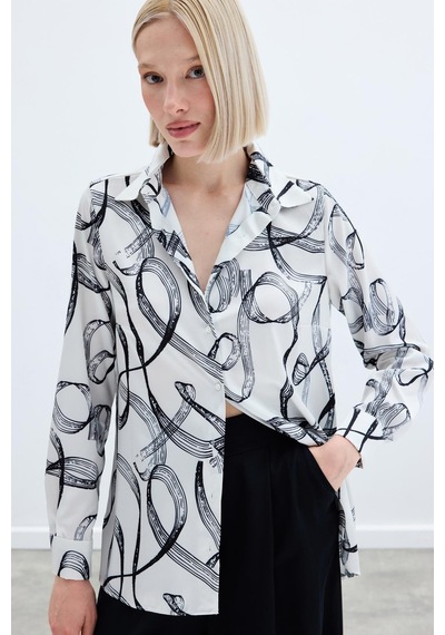 Sateen Desenli Klasik Gömlek - Siyah-136241 Siyah