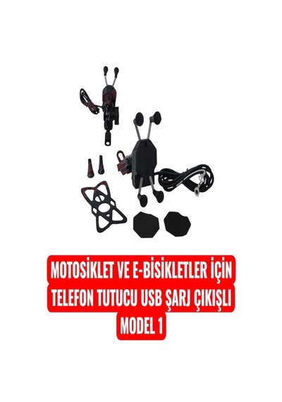 Motosiklet Ve E-bisikletler İçin Telefon Tutucu Usb Şarj Çıkışlı Model 1 Erpilsan Elektronik Siyah