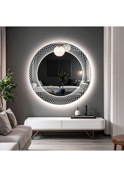 Trivon Beyaz Led'li Lazer Kumlamalı Lavabo & Banyo Aynası Dokunmatik Sensörlü 80 X 80
