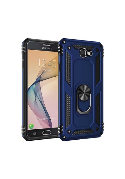 Samsung Galaxy Uyumlu J7 Prime Kılıf Sert Silikon Yüzüklü Stand Özellikli Kapak