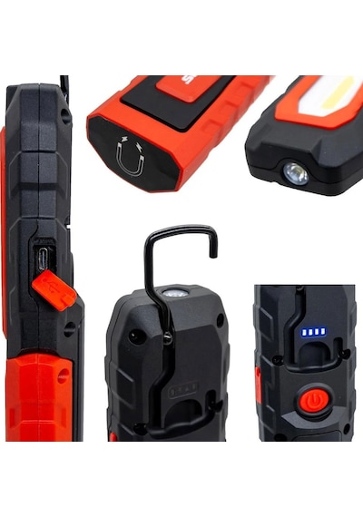 İzeltaş 14000005383 600 Lümen Cob Led Şarjlı Büyük Boy Çalışma Lambası Siyah