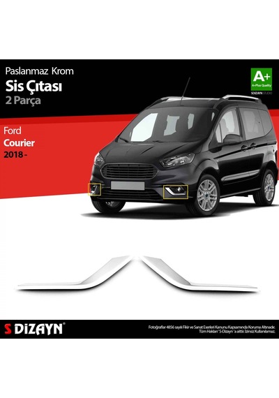 S-dizayn Ford Courier Krom Sis Farı Çerçevesi 2 Prç. 2018-2023