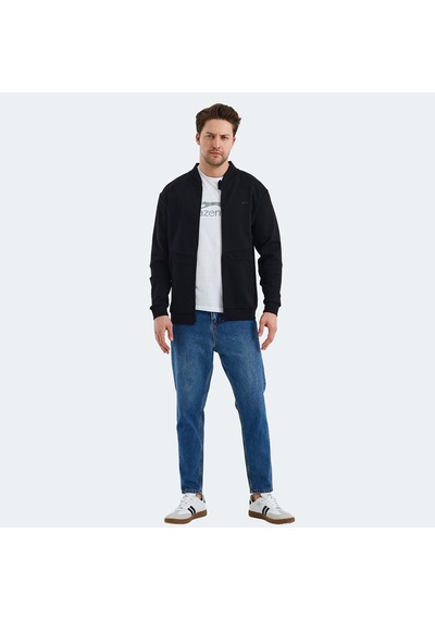 Slazenger VLAD Erkek Cepli Fermuarlı Siyah Sweatshirt