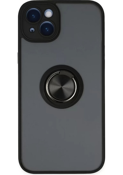 Newface Apple İphone 14 Kılıf Montreal Yüzüklü Silikon Kapak - Siyah