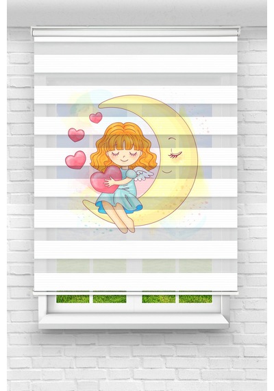 Perdeoutlet38 Baskılı Renkli Ay Dijital Baskılı Zebra Perde-cocuk Odası-stor Perde Çok Renkli