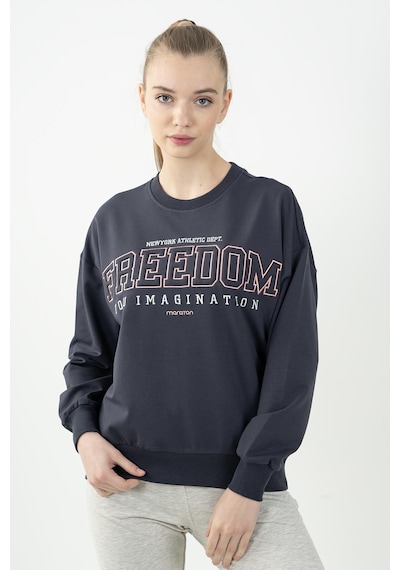 Maraton Sportswear Oversize Kadın Bisiklet Yaka Uzun Kol Basic Antrasit Sweatshirt 22169-antrasit