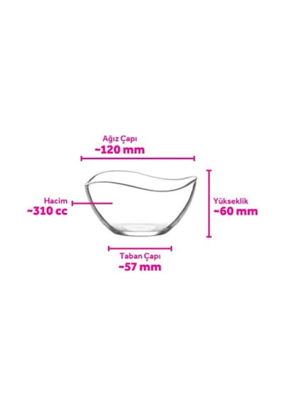 Lav Vira Cam Çorba Kasesi 6'lı Küçük Boy 310 ml (Salata/Tatlı/Kahvaltı/Çerez Kasesi)