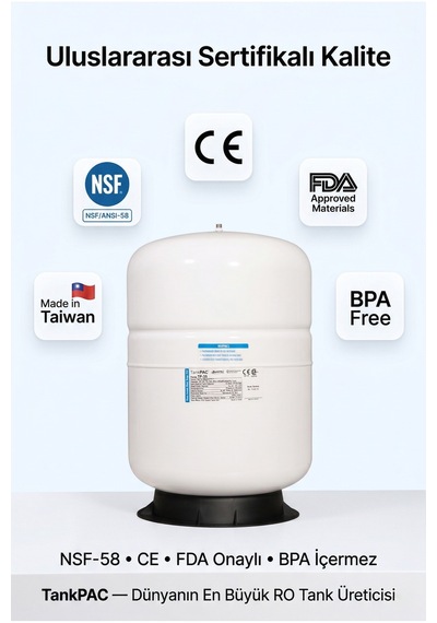 Pae Tp-35 Su Arıtma Tankı 35 Litre 9.2 Galon Nsf Onaylı Metal Çelik Basınçlı Depo Tayvan Üretim