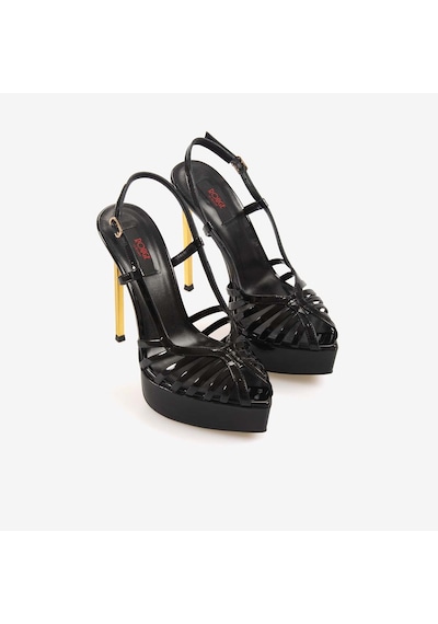 Rouge Kadın Enjeksiyon Kösele Hakiki Deri Siyah Rugan 14,5cm İnce Topuklu Sandalet 7611 Rouge Kadın Enjeksiyon Kösele Hakiki Deri Siyah Rugan 14,5cm İnce Topuklu Sandalet 7611