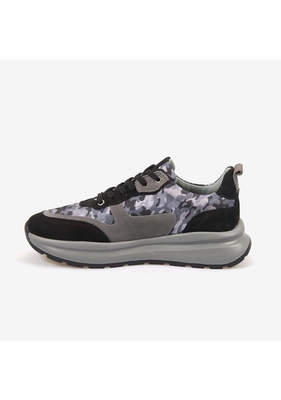 Kemal Tanca Erkek Hakiki Deri Kamuflaj Desenli Multi Spor&sneaker Ayakkabı 25198 Siyah - Gri