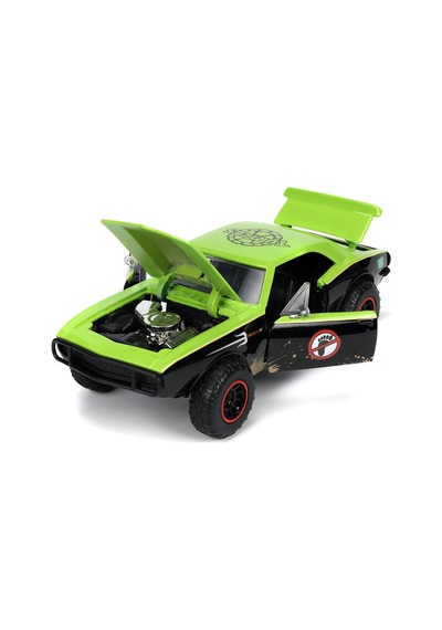 253285001, Ninja Kaplumbağalar Chevy Camaro 1:24 Model Araç Ve Raphael Figürü, Die-cast Metal , Serbest Tekerlek, Açılır Kapılar, Raphael Figürü, 1:24, 19 Cm