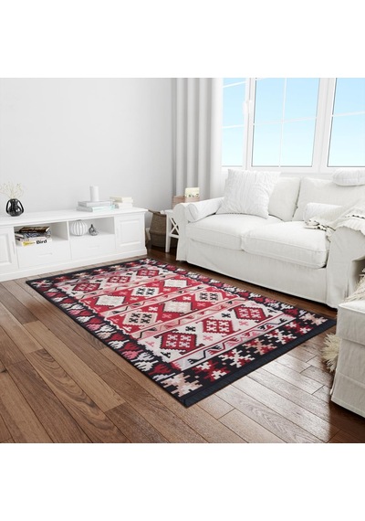 Bigghome Çift Taraflı Kilim, Makinede Yıkanabilir, Modern Desenli, 80 150 Cm, Sa1590a