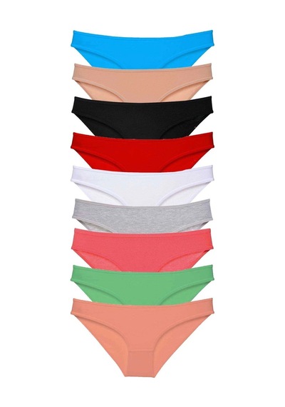 9 Adet Süper Eko Set Likralı Kadın Slip Külot Tüm Renkler Çok Renkli