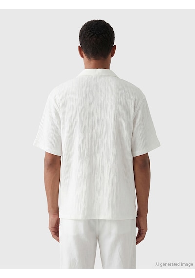 Lcw Vision Beyaz Regular Fit Krinkle Erkek Basic Gömlek